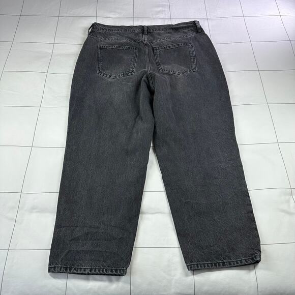 Boden Jeans Womens 30 Washed Black Boyfriend Slouchy Cotton Crop Straight Leg - Picture 4 of 14